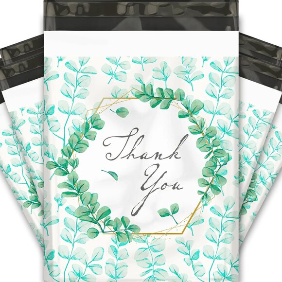 Other - 20ct Medium 10 x 13 Eucalyptus "Thank you" Poly Mailers